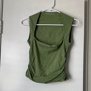 Abercrombie & Fitch Olive Scoop Neck Tank with Side Ruching